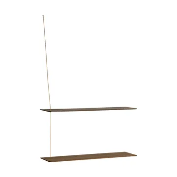 Etagère Stedge - Chêne fumé-laiton, 80 cm, 2 étagères - Woud