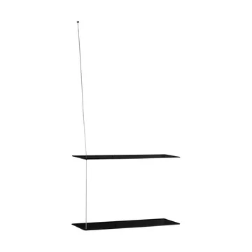 Etagère Stedge - Chêne noir-acier brossé, 60 cm, 2 étagères - Woud
