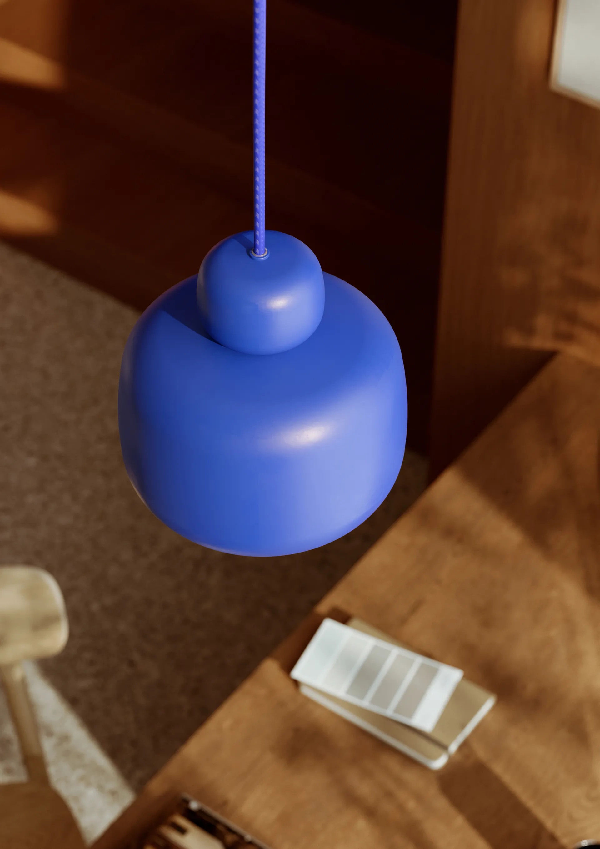 Lampe à suspension Stone small, Cobalt blue Woud