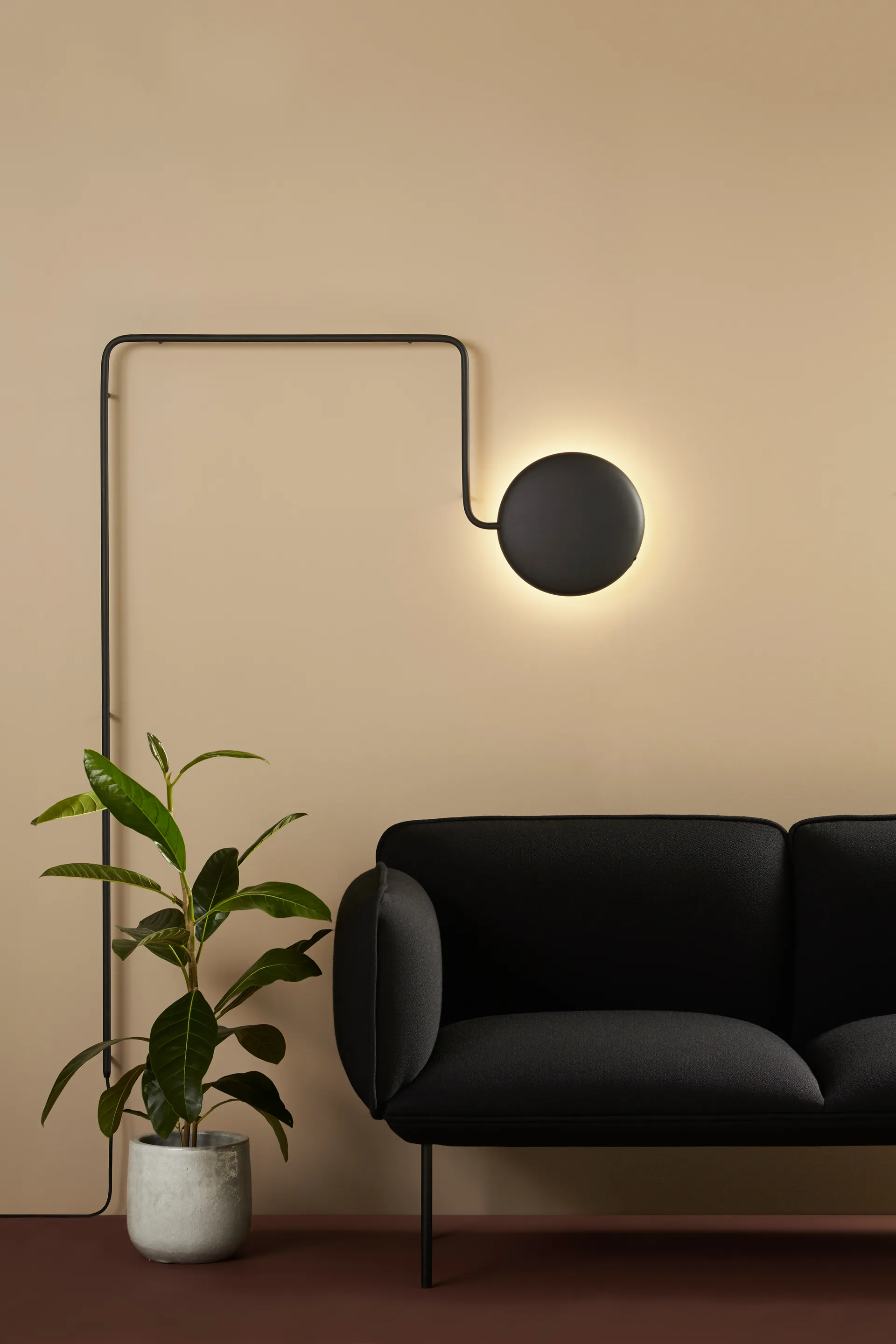 Lampe murale Mercury, Métal peint en noir Woud