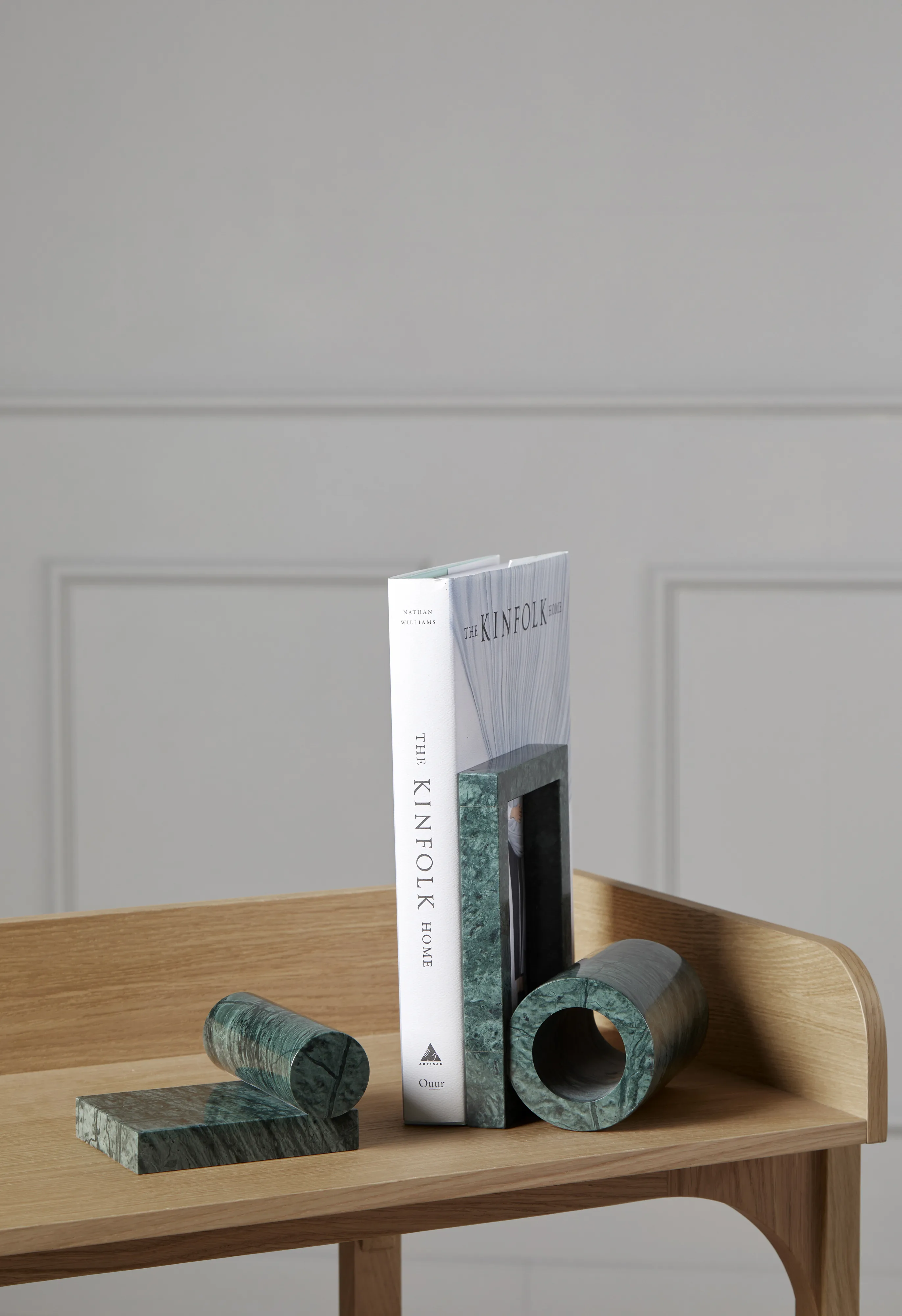 Serre-livres Réglable Bois Et Fer - Imprimé Marbre Bleu, Design Moderne Pour Bureau Ou Maison - 14