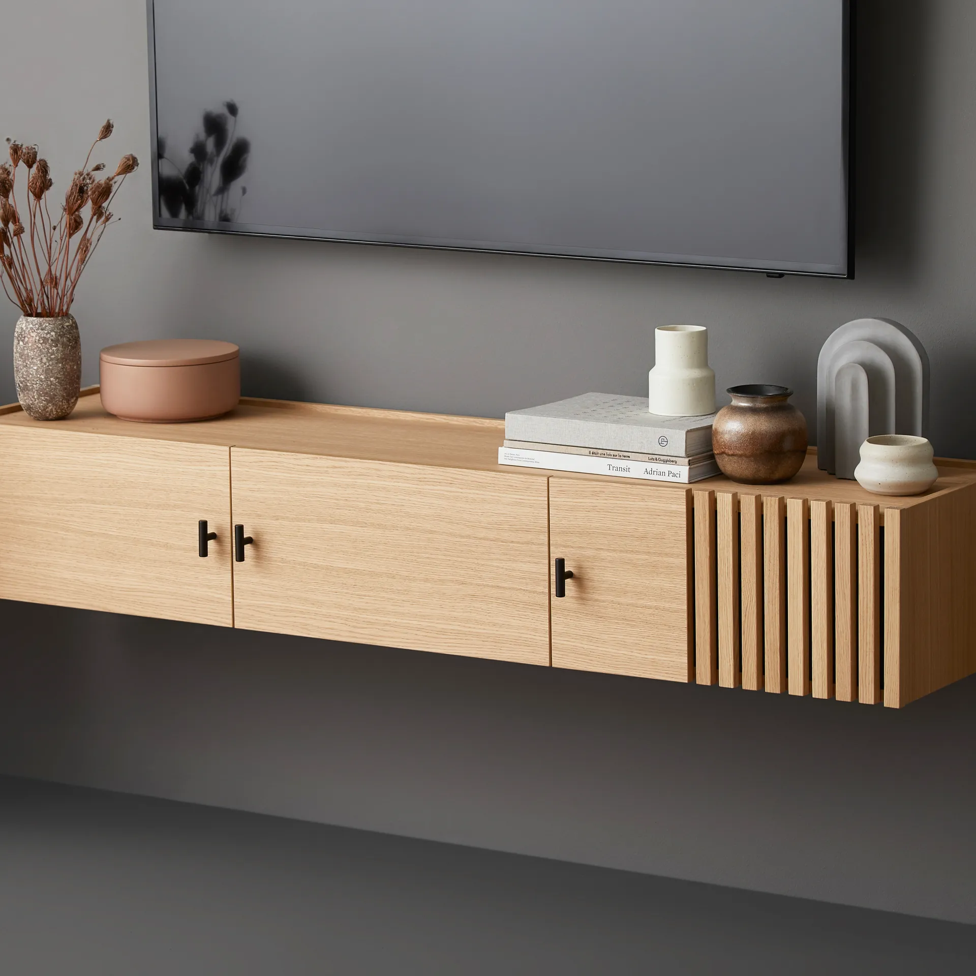 Support pour livres Arkiv, Gris béton Woud