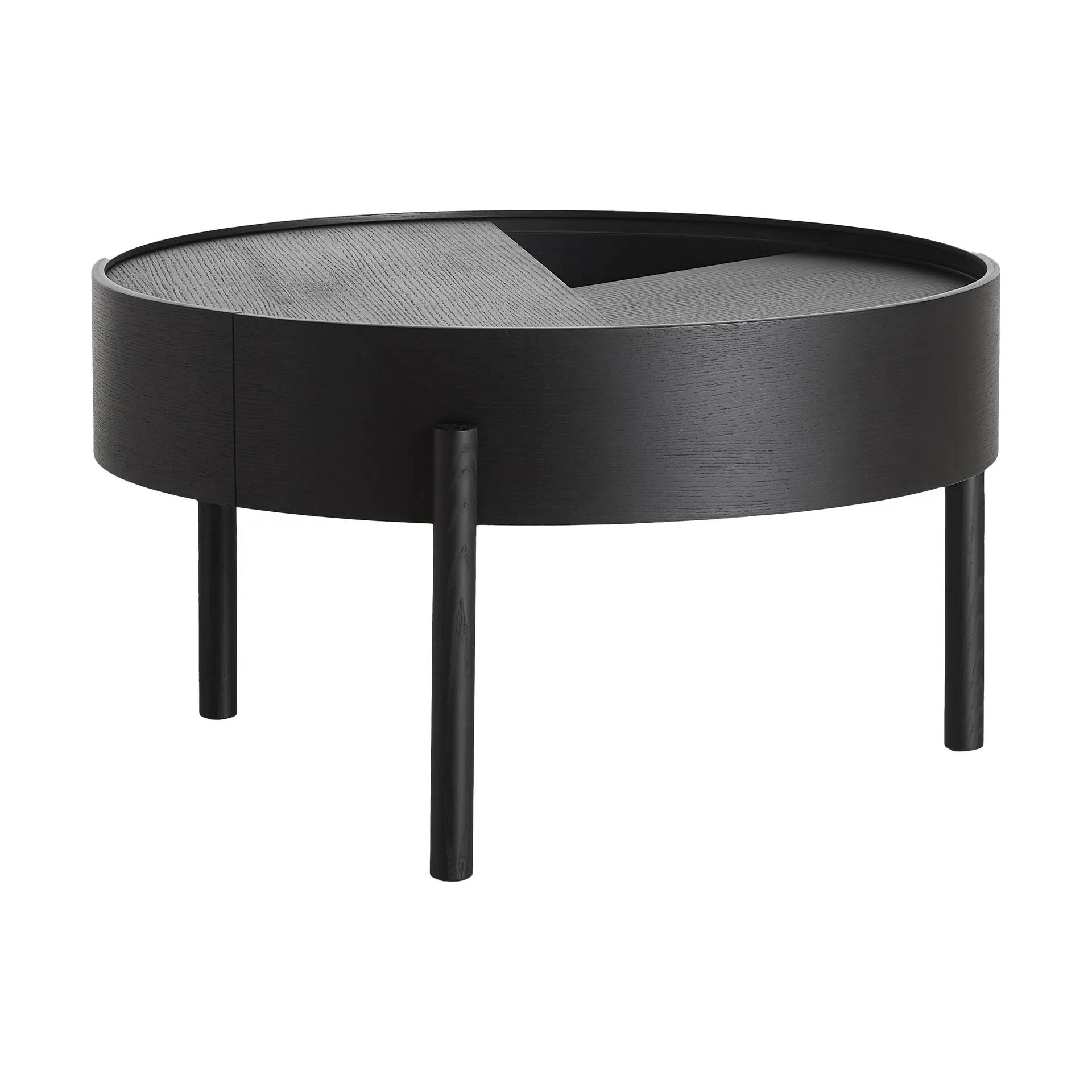 Table basse Arc Ø66 cm, frêne peint noir Woud