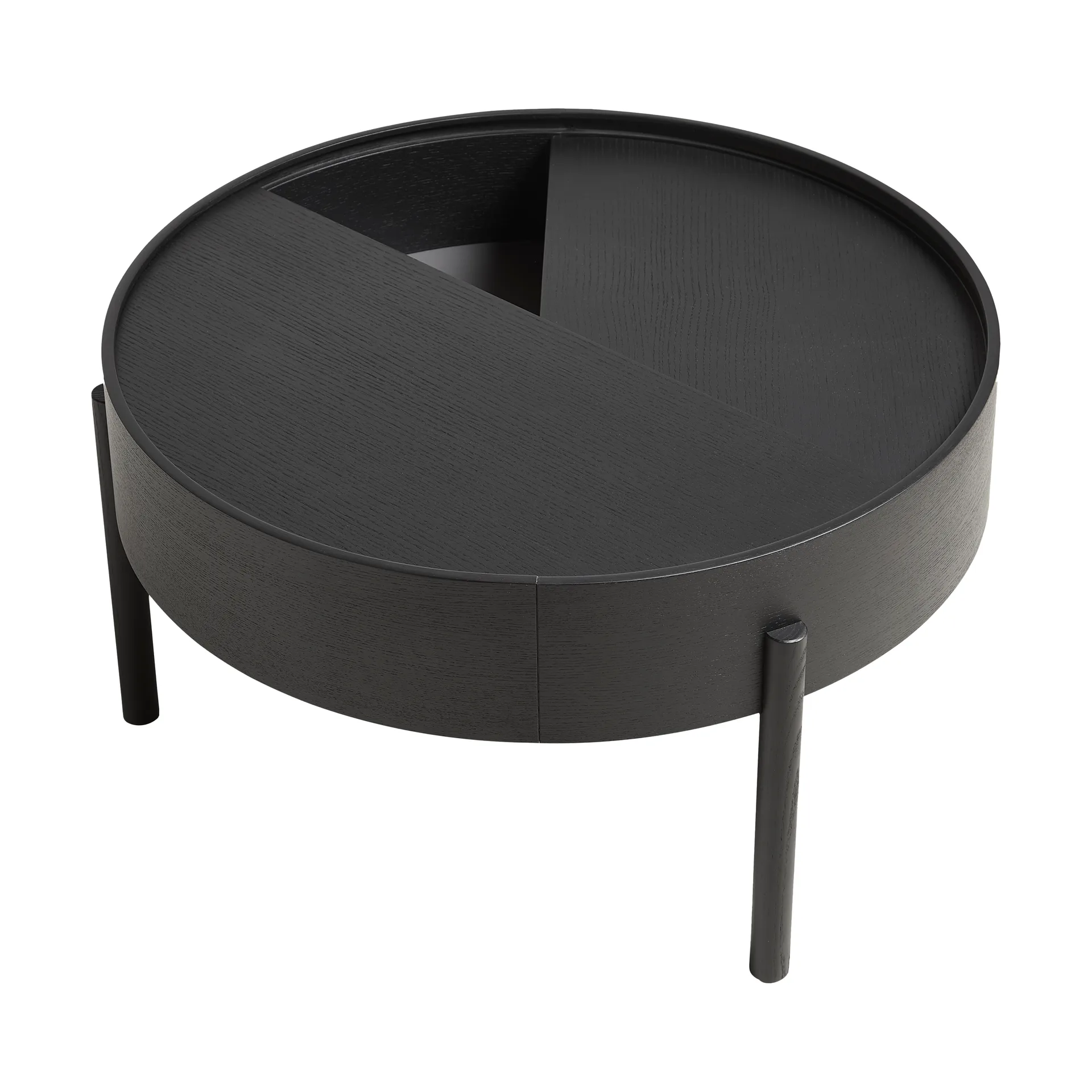 Table basse Arc Ø66 cm, frêne peint noir Woud