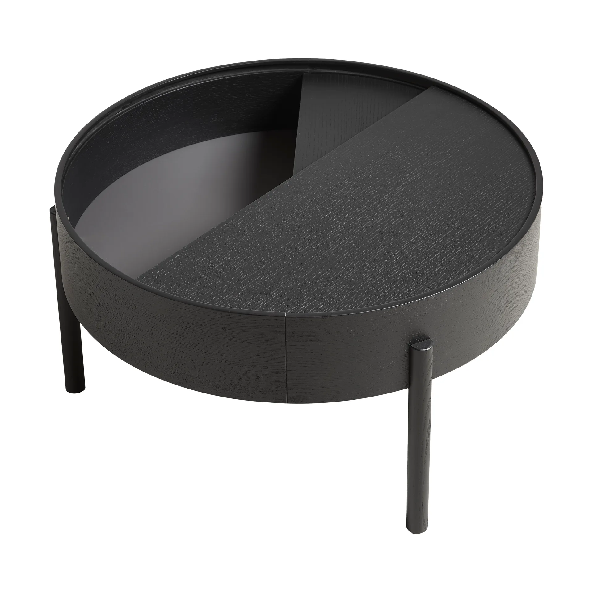 Table basse Arc Ø66 cm, frêne peint noir Woud