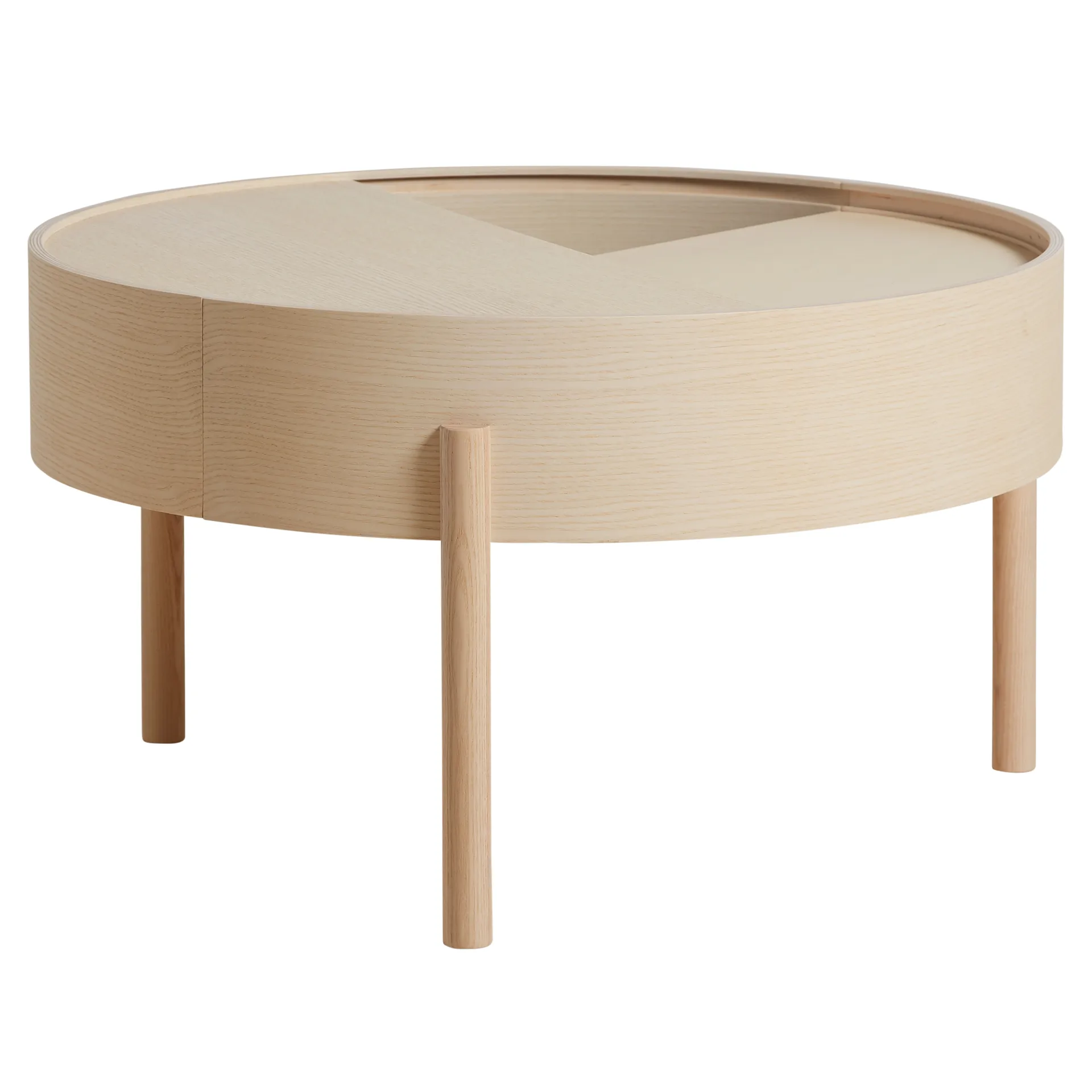 Table basse Arc Ø66 cm, frêne pigmenté blanc Woud