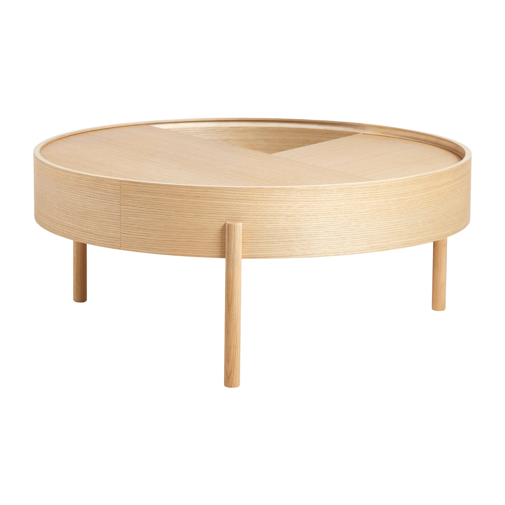 Table basse Arc Ø89 cm, Chêne pigmenté blanc Woud