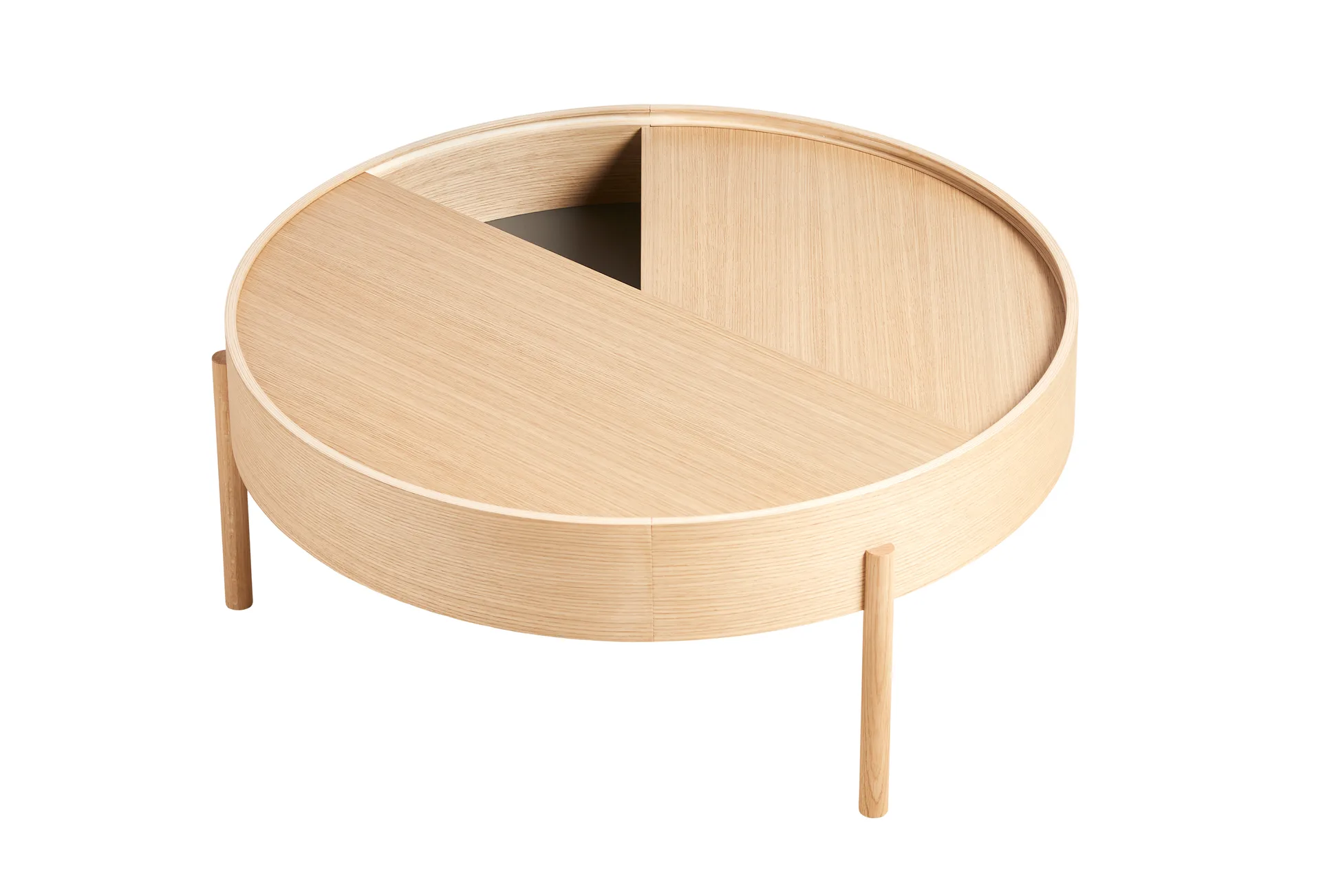Table basse Arc Ø89 cm, Chêne pigmenté blanc Woud