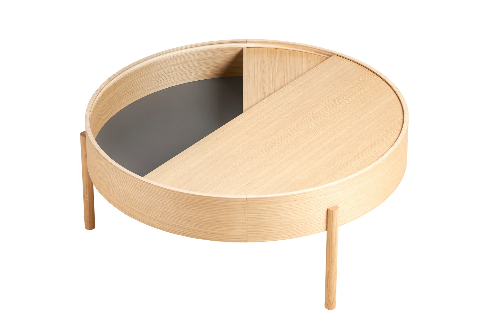 Table basse Arc Ø89 cm, Chêne pigmenté blanc Woud