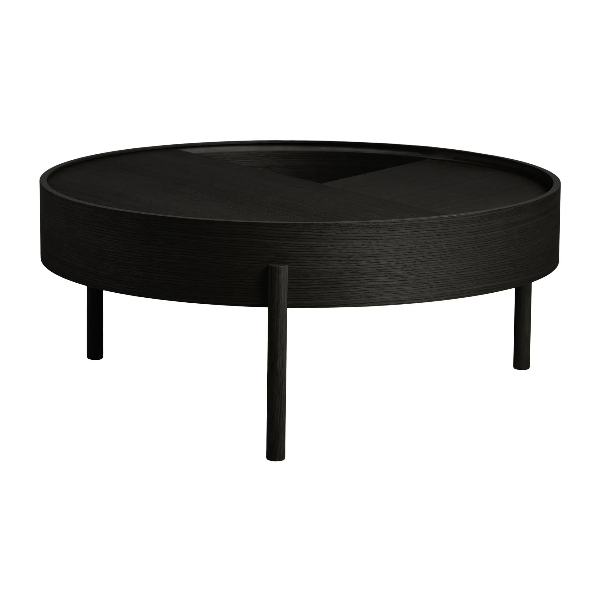 Table basse Arc Ø89 cm, Frêne teinté noir Woud