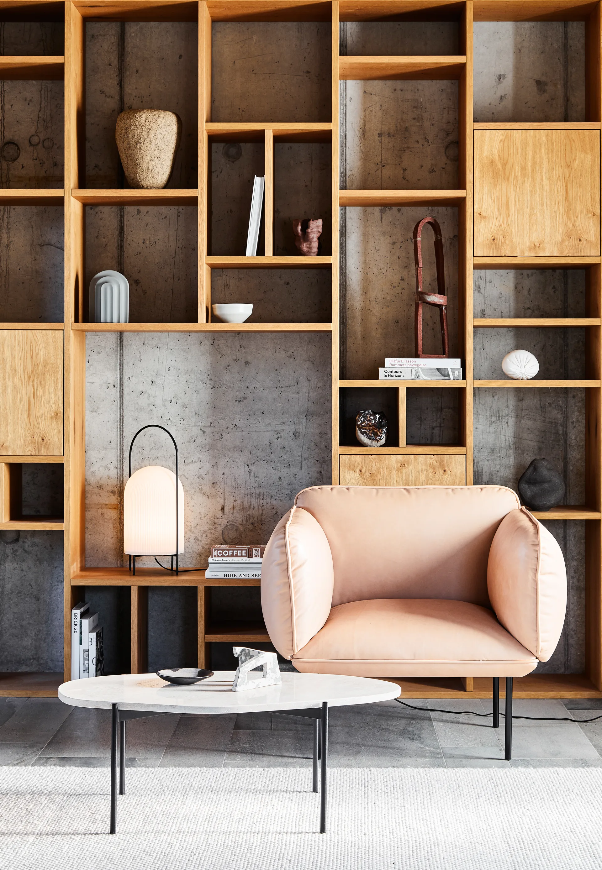 Table d'appoint La Terra, large, Ivoire Woud