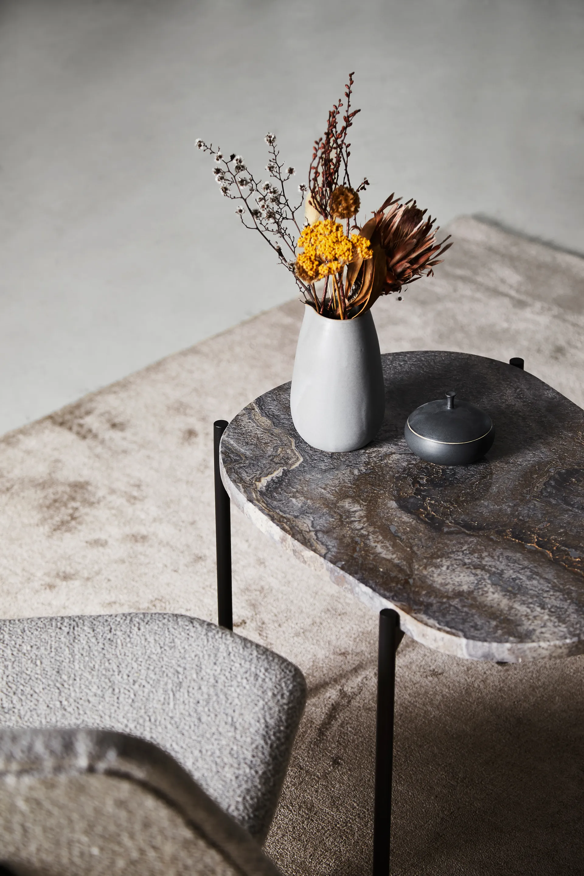Table d'appoint La Terra, medium, Gris chiné Woud