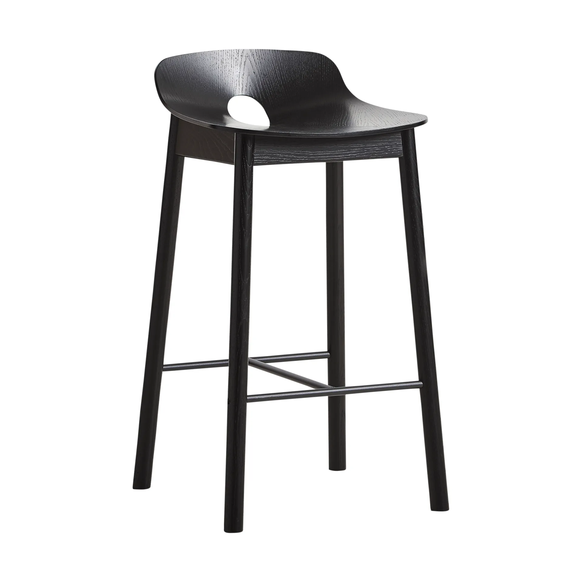 Tabouret de bar Mono 65 cm, Chêne peint en noir Woud