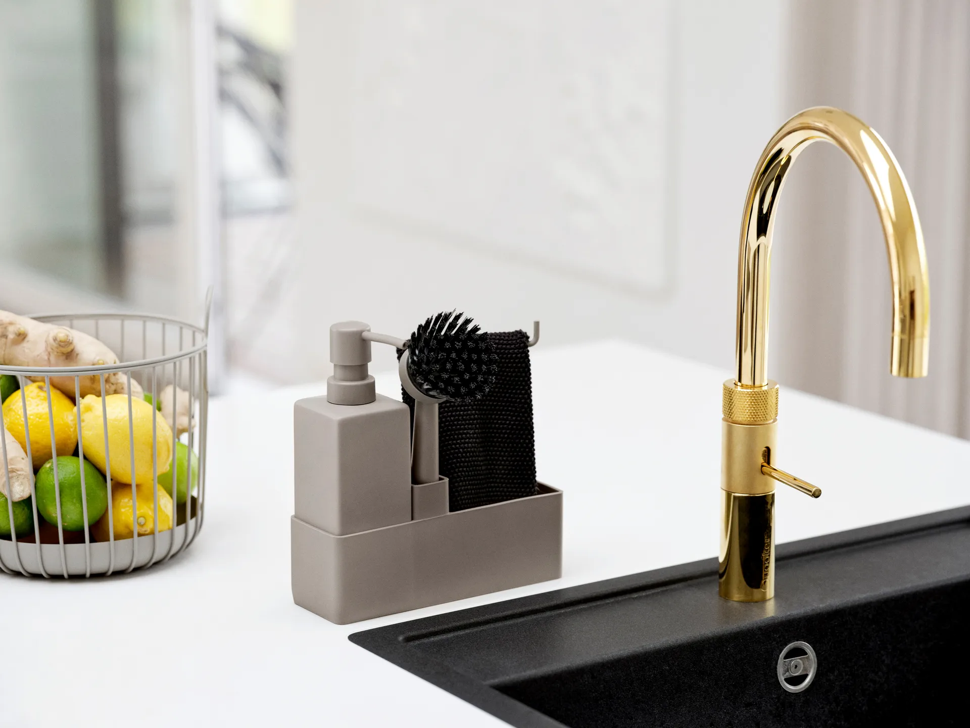 Ensemble pour la vaisselle Zone Denmark avec lavette, Taupe Zone Denmark