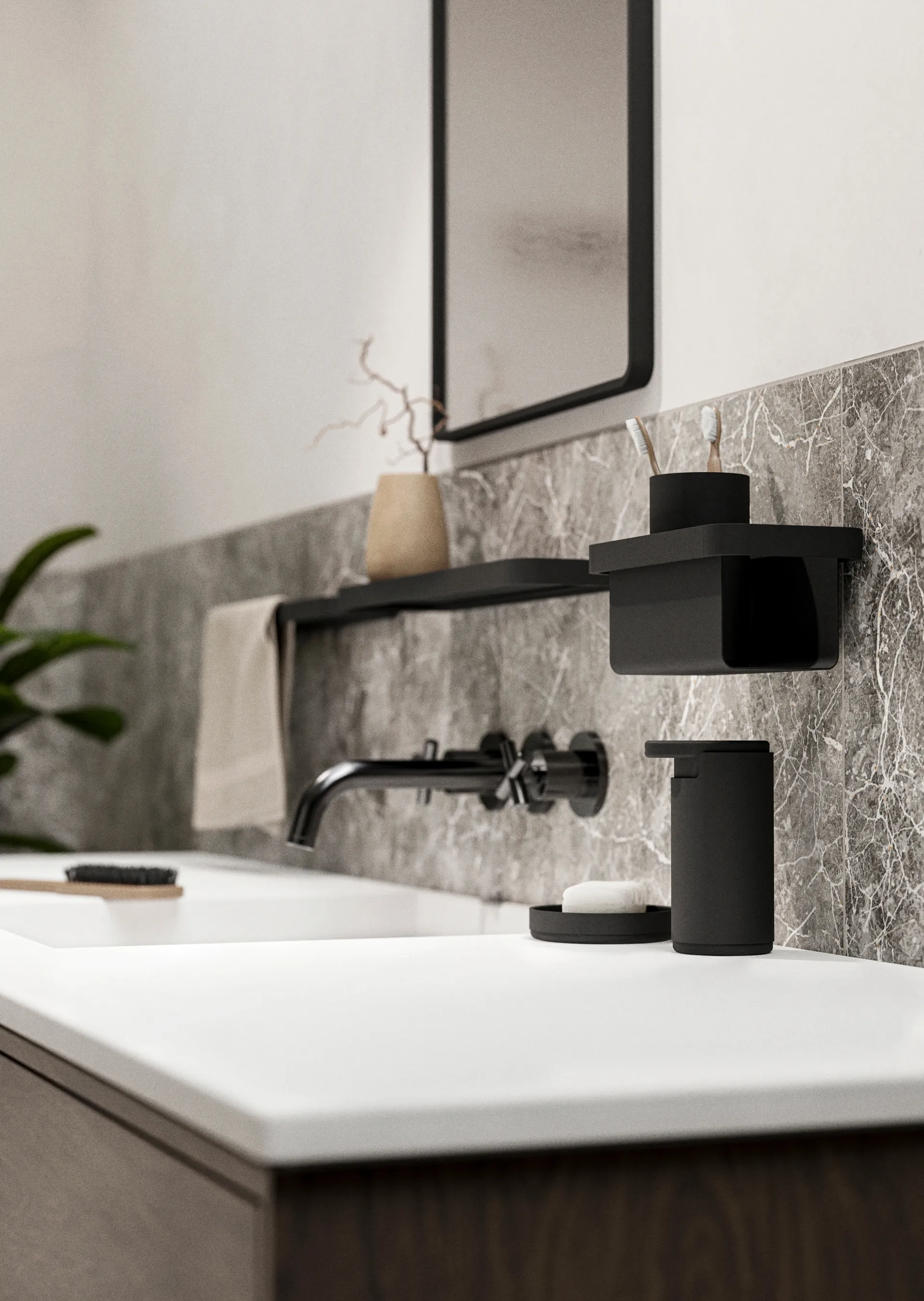 Étagère de douche haute RIM 11x22 cm, Black Zone Denmark