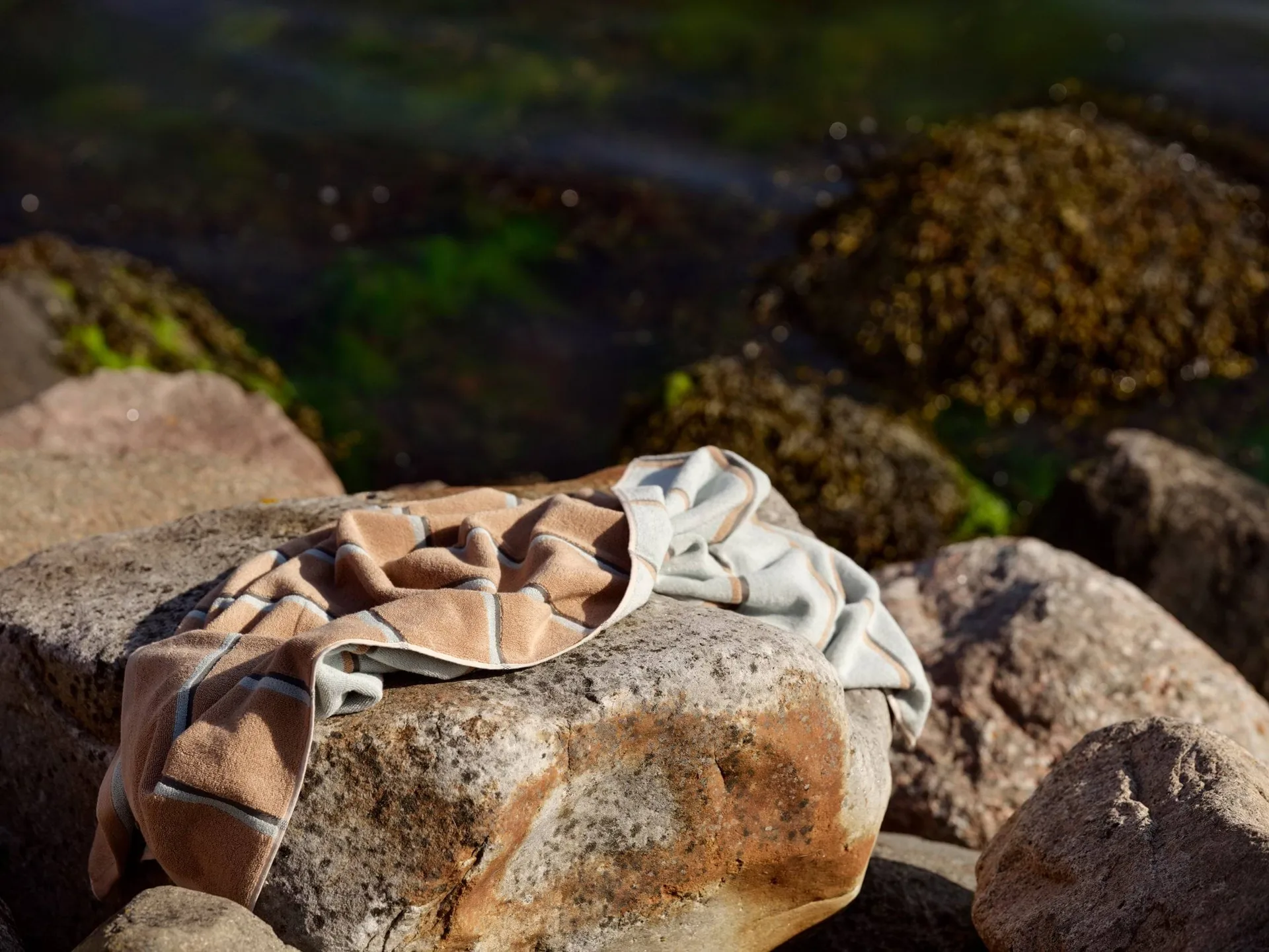 Serviette de sauna, Camel-ice blue-olive green, 70x140 cm Zone Denmark