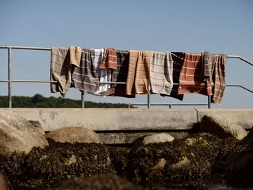 Serviette de sauna - Soft grey-eucalyptus-terracotta, 70x140 cm - Zone Denmark