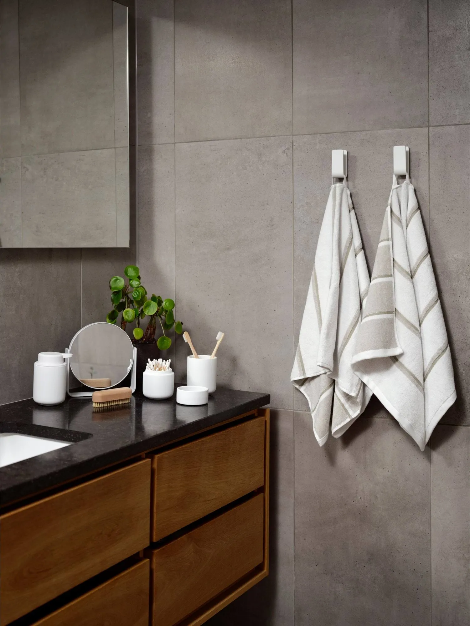 Serviette de sauna, White-soft grey-eucalyptus, 50x100 cm Zone Denmark