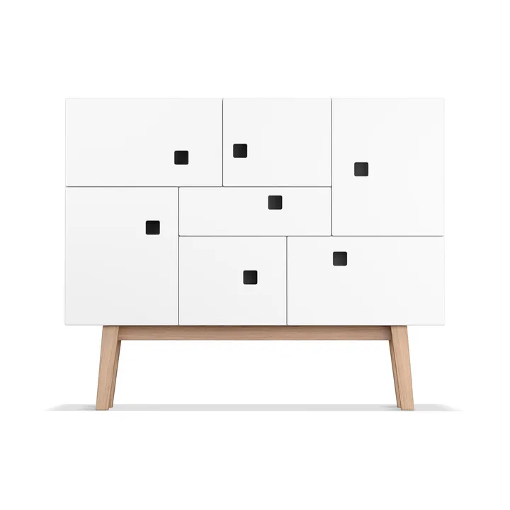 Armoire Peep C1 - blanc, retro, structure en chêne - Zweed