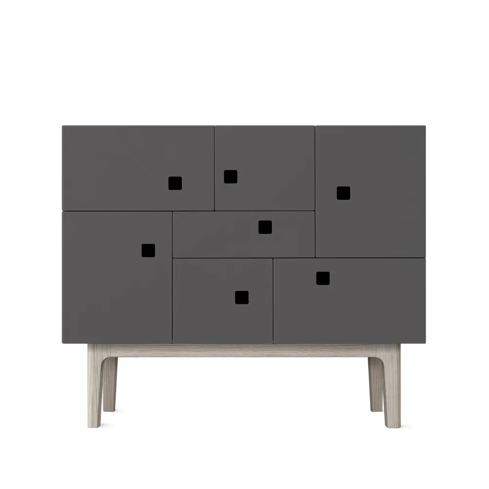 Armoire Peep C1, slate grey, chêne pigmenté blanc Zweed