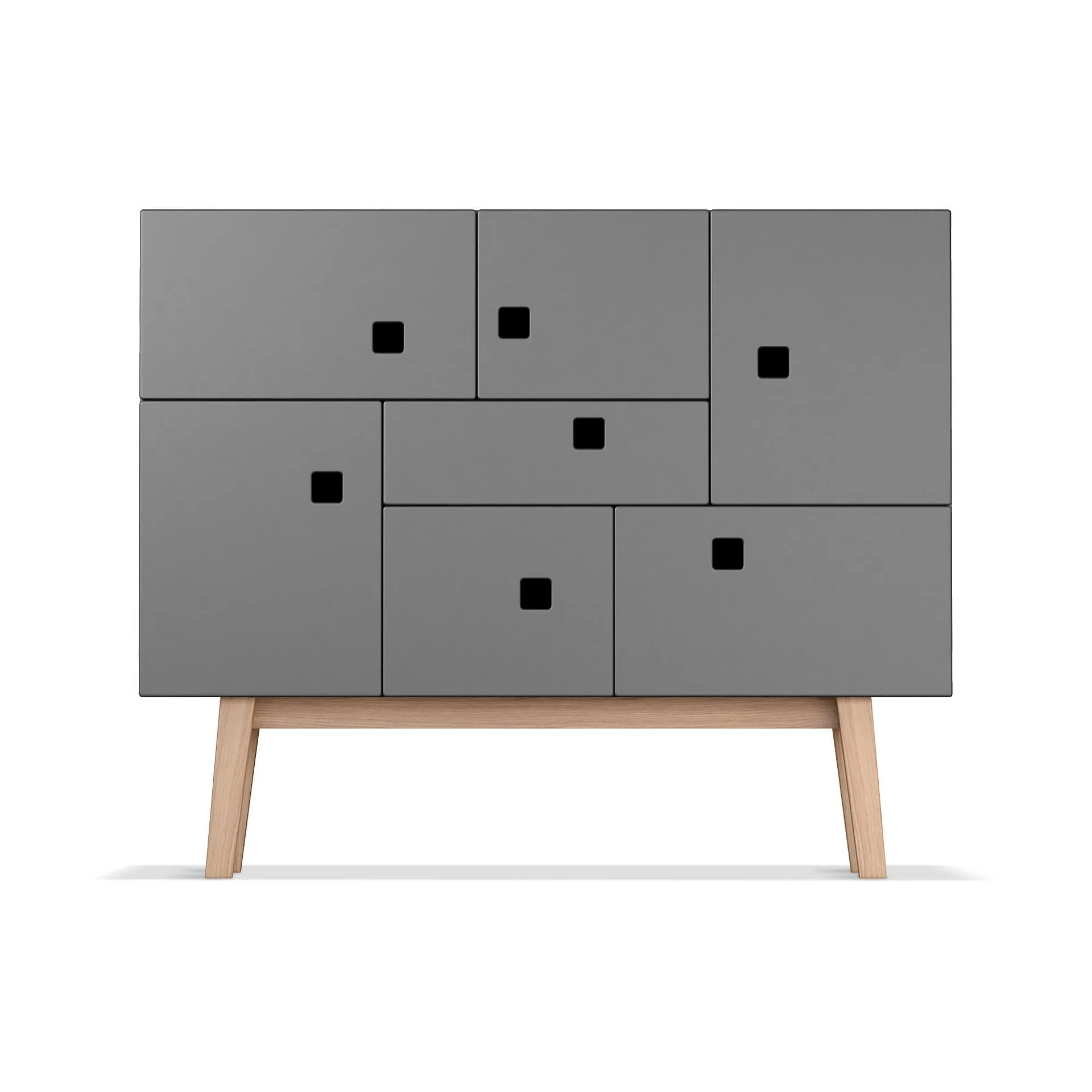 Armoire Peep C1, slate grey, retro, structure en chêne Zweed