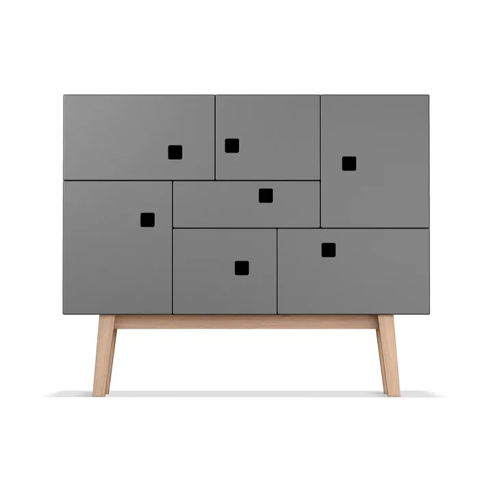 Armoire Peep C1 - slate grey, retro, structure en chêne - Zweed