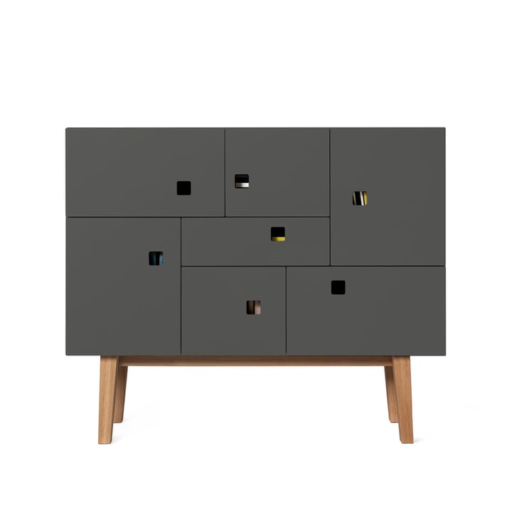 Armoire Peep C1 - slate grey, retro, structure en chêne - Zweed