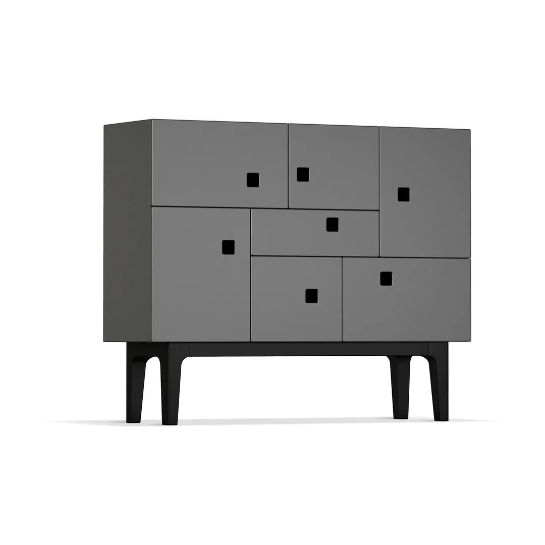Armoire Peep C1, slate grey, structure laquée noir Zweed
