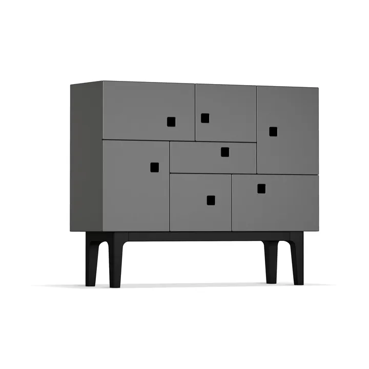 Armoire Peep C1 - slate grey, structure laquée noir - Zweed