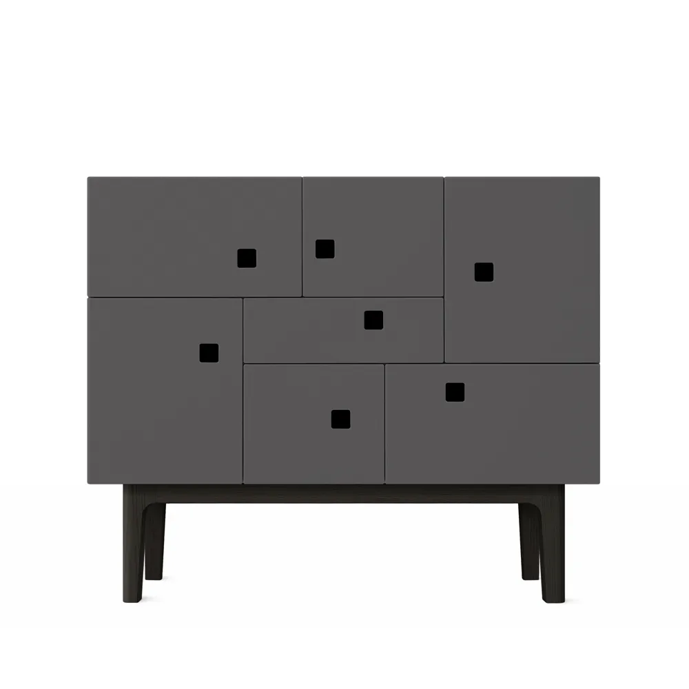Armoire Peep C1, slate grey, structure laquée noir Zweed