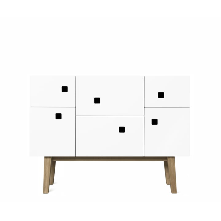 Armoire Peep C2 - blanc, retro, pieds en chêne - Zweed