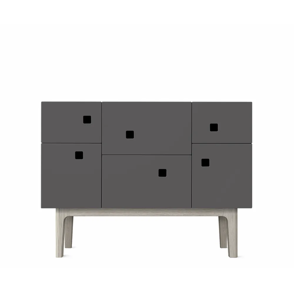Armoire Peep C2, slate grey, chêne pigmenté blanc Zweed