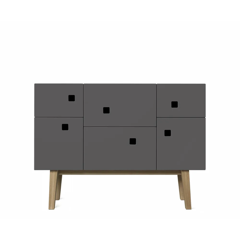 Armoire Peep C2, slate grey, retro, pieds en chêne Zweed