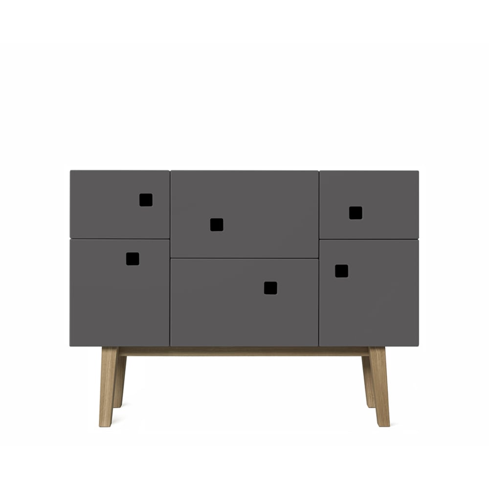 Zweed Armoire Peep C2 slate grey, retro, pieds en chêne