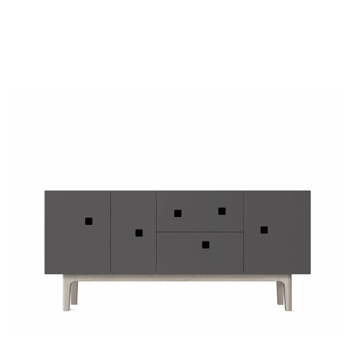 Banc multimédia Peep M2 - slate grey, chêne pigmenté blanc - Zweed