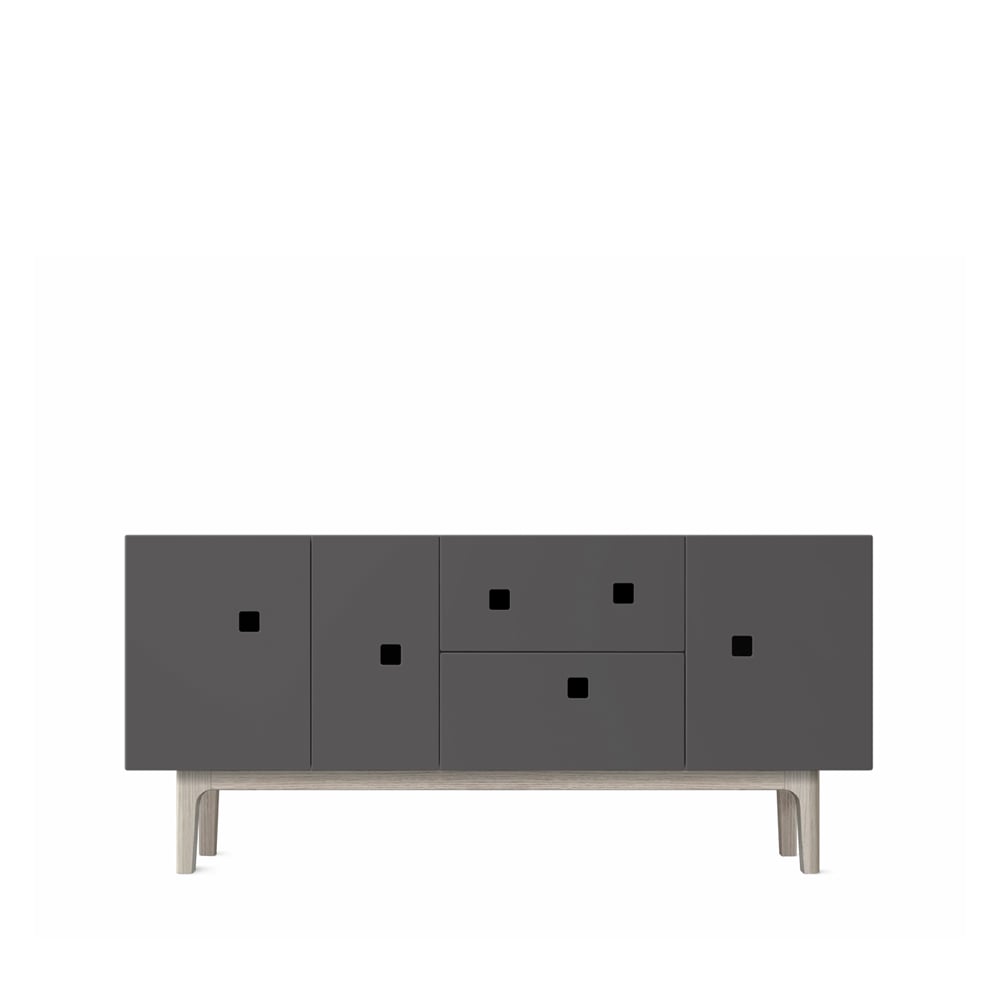Zweed Banc multimédia Peep M2 slate grey, chêne pigmenté blanc