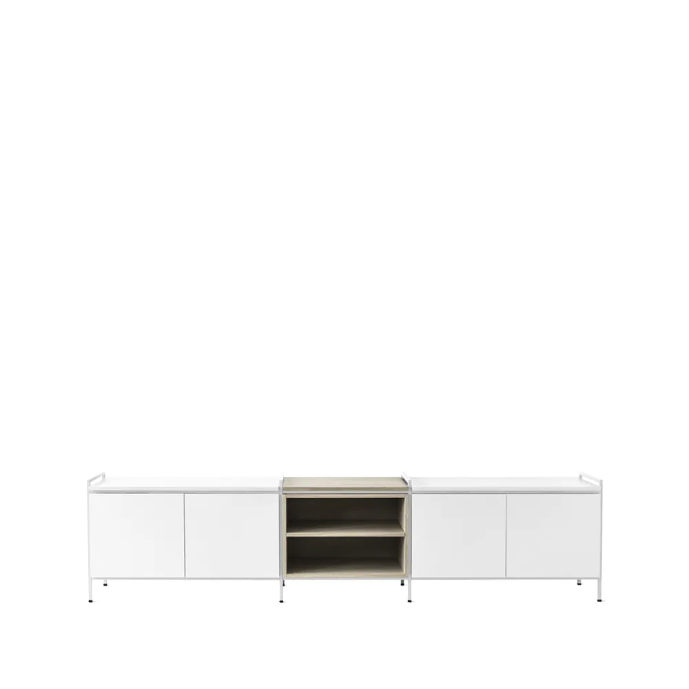 Buffet Molto bas, blanc/chêne, 3 sections Zweed