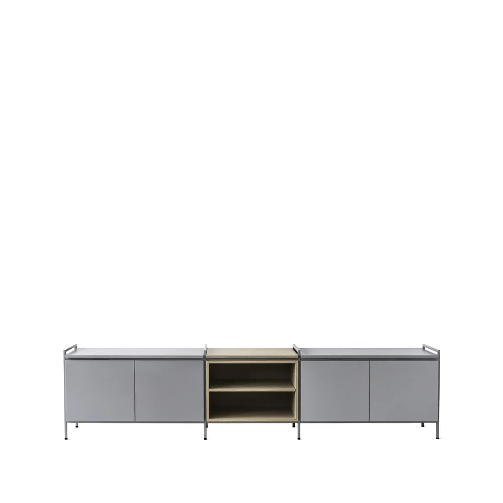 Buffet Molto bas, gris/chêne, 3 sections Zweed