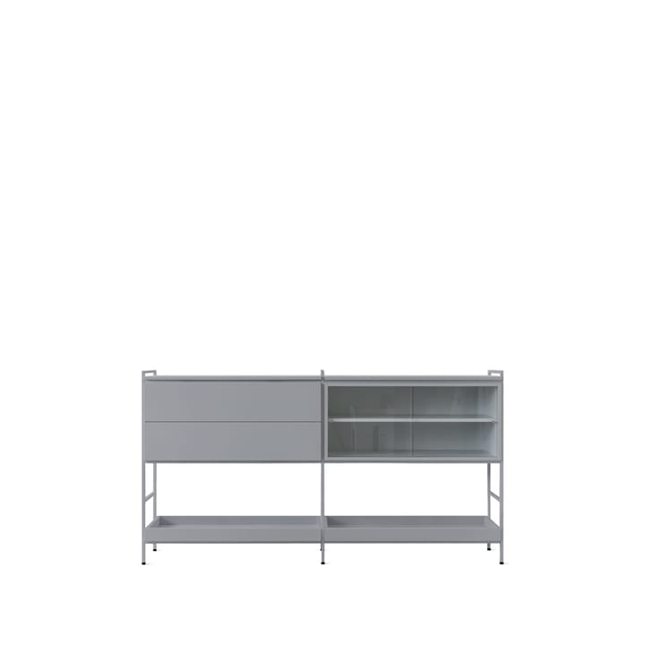 Buffet Molto Medium - gris, 2 sections avec vitrine - Zweed