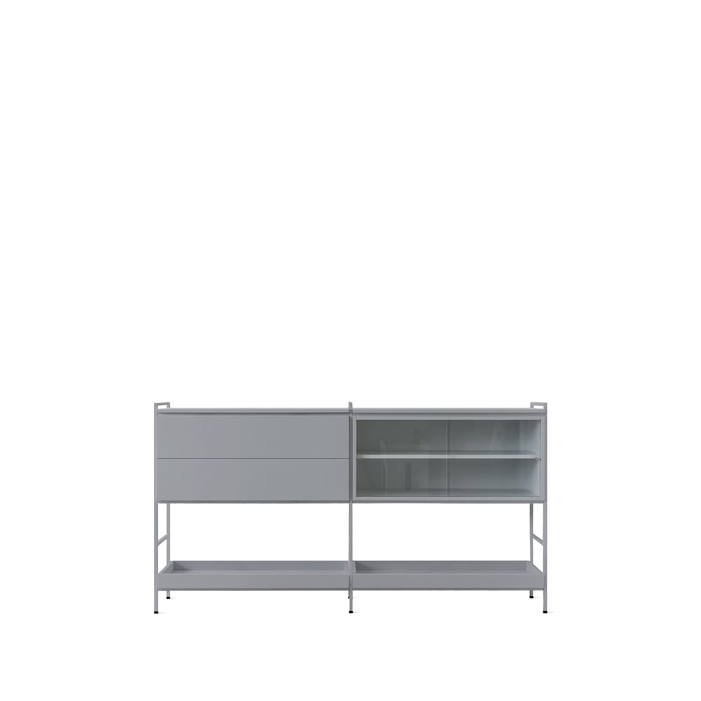 Zweed Buffet Molto Medium gris, 2 sections avec vitrine