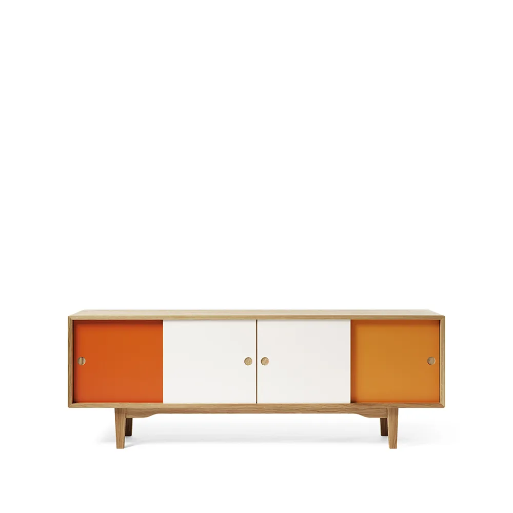 Buffet Moodi 180, orange/blanc, structure en chêne Zweed