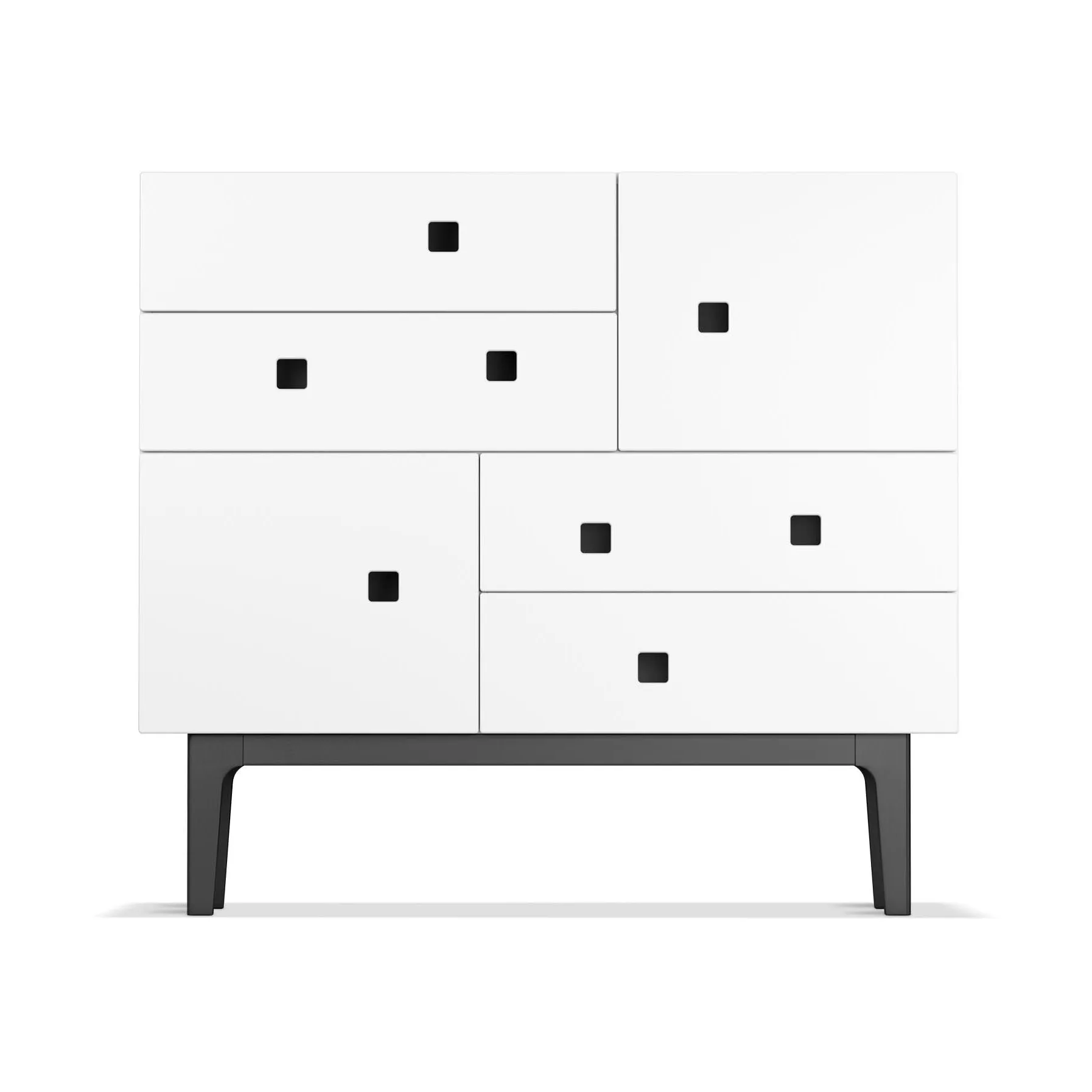 Commode Peep B1, blanc, laqué noir Zweed