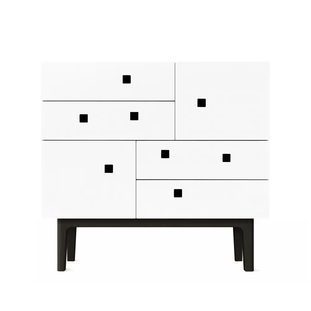Commode Peep B1, blanc, laqué noir Zweed