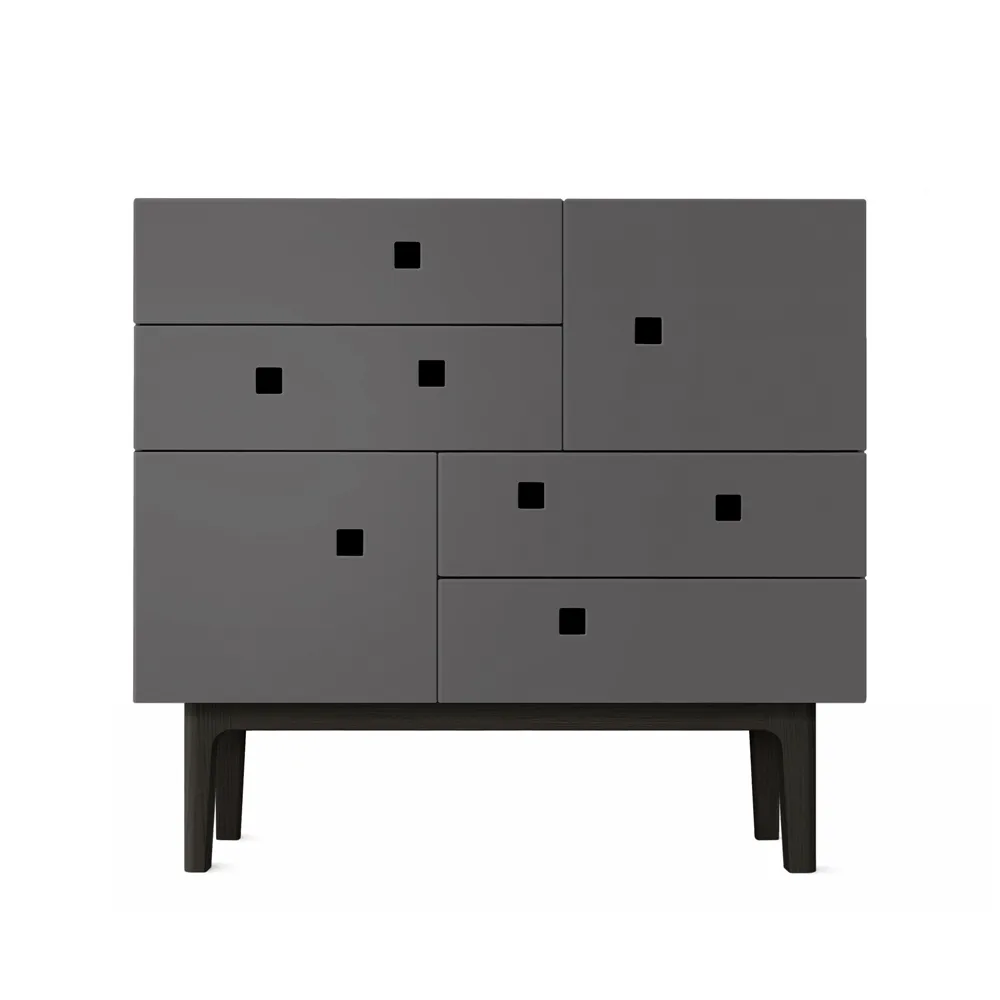 Commode Peep B1, slate grey, laqué noir Zweed