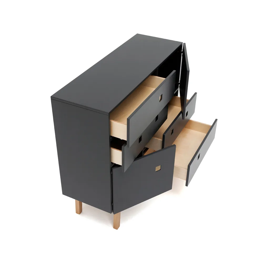 Commode Peep B1, slate grey, retro, structure en chêne Zweed