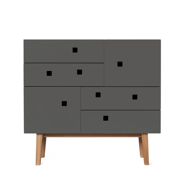 Commode Peep B1 - slate grey, retro, structure en chêne - Zweed