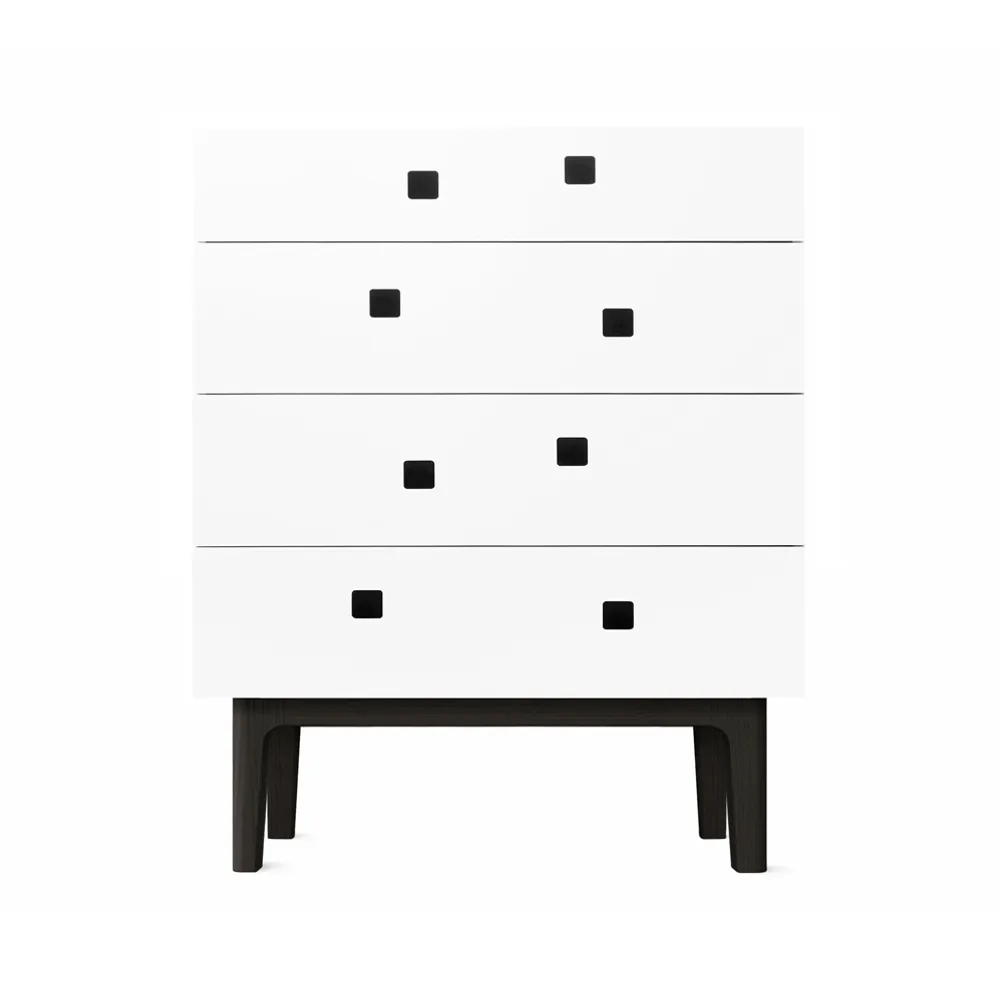 Commode Peep B3, blanc, laqué noir Zweed
