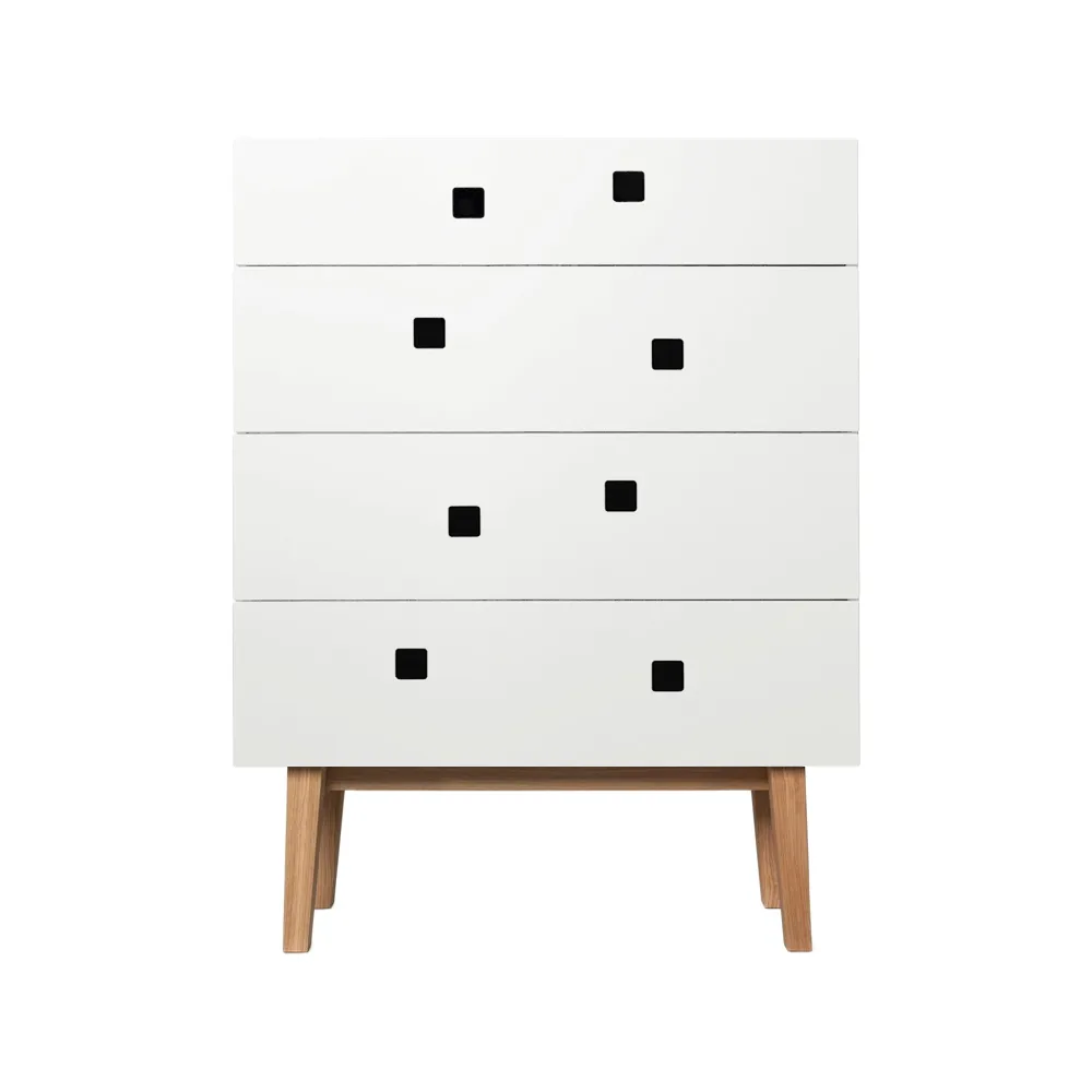 Commode Peep B3, blanc, retro, structure en chêne Zweed