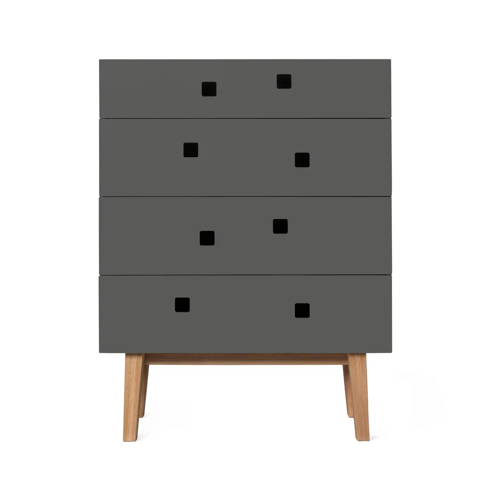 Commode Peep B3, slate grey, retro, structure en chêne Zweed