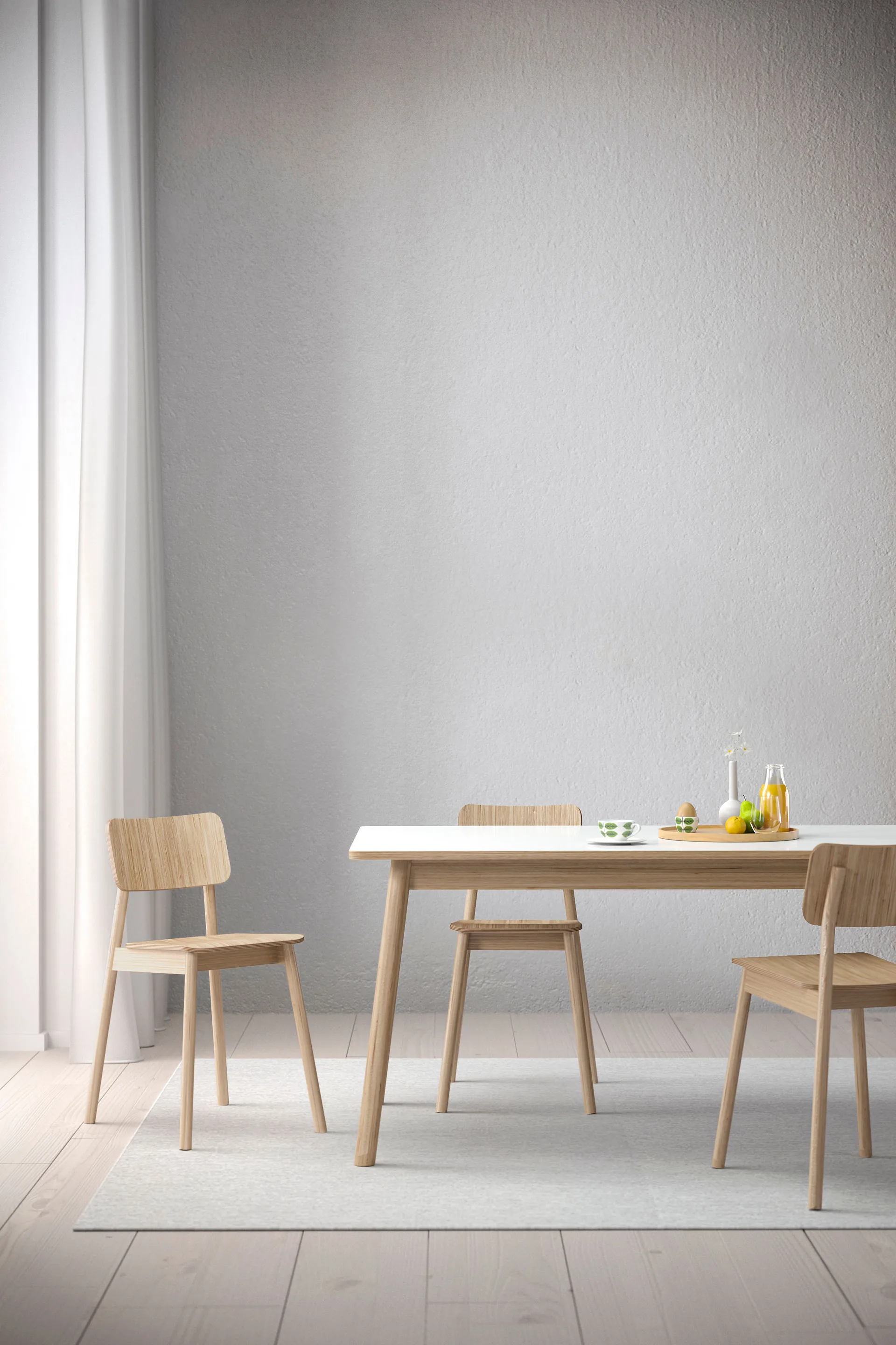 Table à manger Dino 200, blanc, structure en chêne, new Zweed